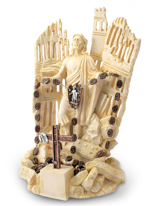 The 9/11 Remembrance Rosary: Resin Sculpture with rosary holder +