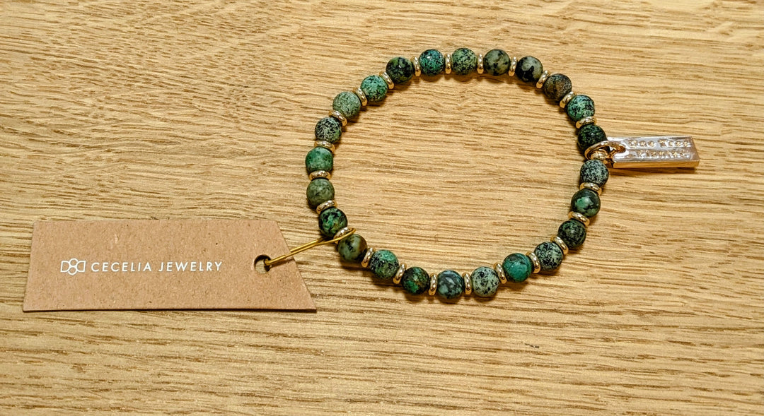 African Turquoise 6mm Gemstone Bracelet