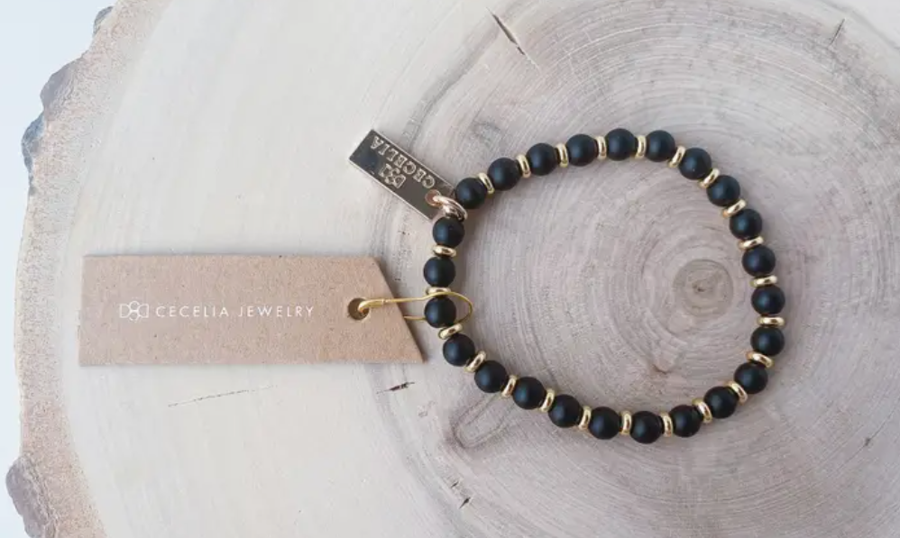 Black Agate 6mm Gemstone Bracelet