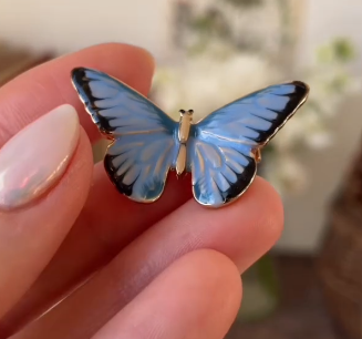 Fable Enamel Blue Butterfly Brooch