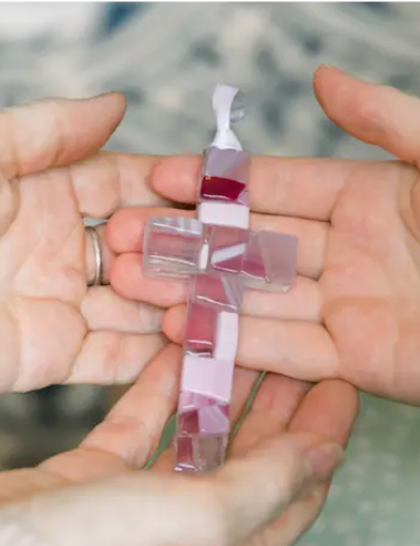 Handmade Mosaic Glass Cross - Baby Girl