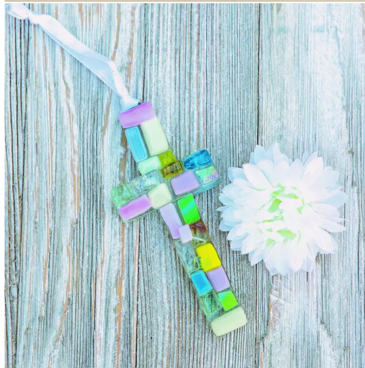 Handmade Mosaic Glass Cross - Mommy