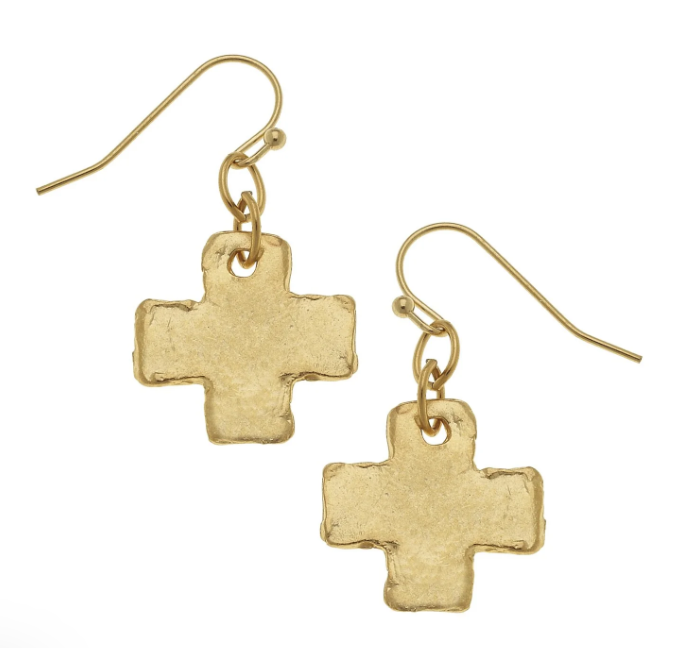 Susan Shaw Gold Mini Cross Earrings