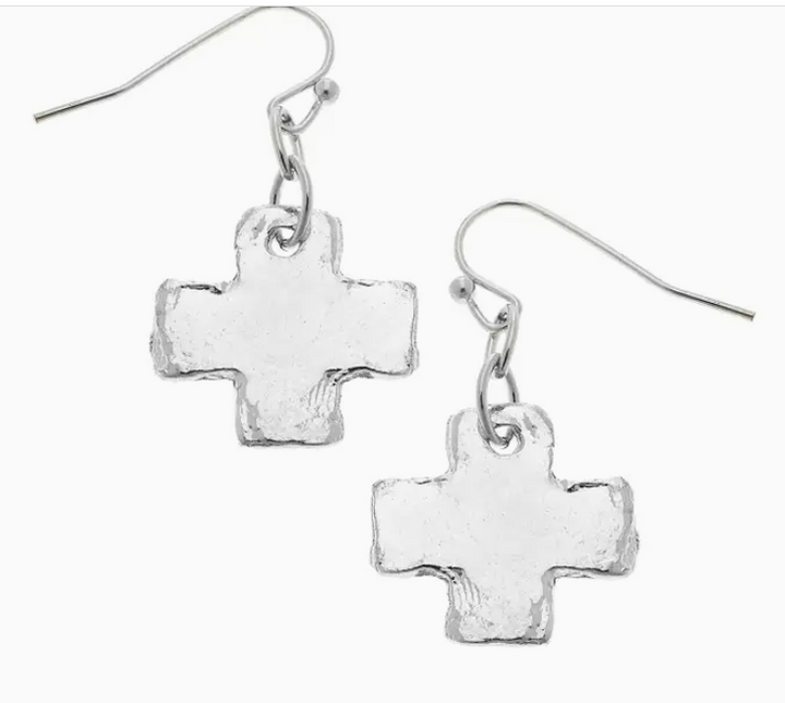 Susan Shaw Silver Mini Cross Earrings