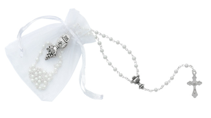 Rosary & Pin w/white bag