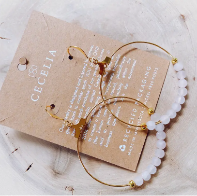 Rose Quartz Gold Hoop Earrings