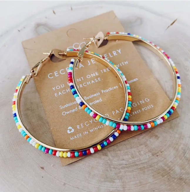 Sprinkle Beaded Hoop Earrings