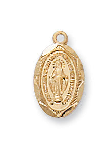 Gold over Sterling Silver Small Oval Miraculous Medal