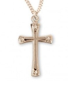 Flower Tipped Gold Over Sterling Silver Cross