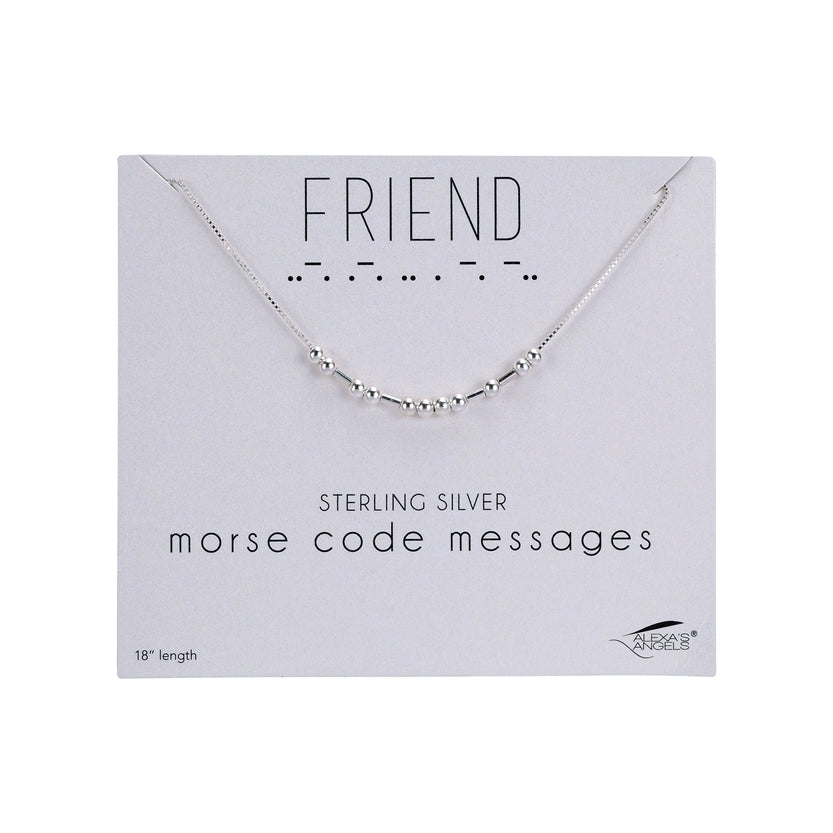 Morse Code Sterling Silver Necklace - Friend