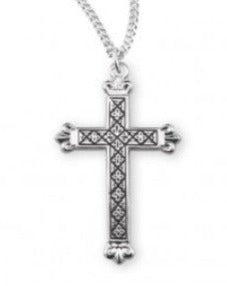 Sterling Silver Black Enameled Etched Cross