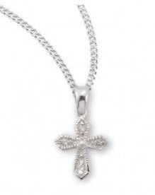 Dainty Sterling Silver Cross with Crystal Zircons