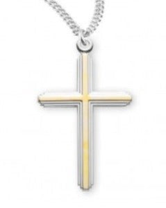 Large Two-Tone Sterling Silver Inlay Cross