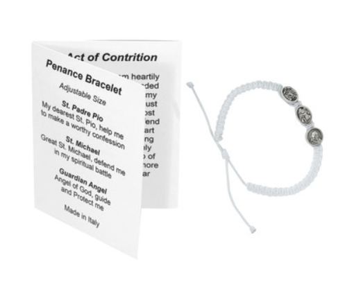 White Penance Bracelet w/prayer card