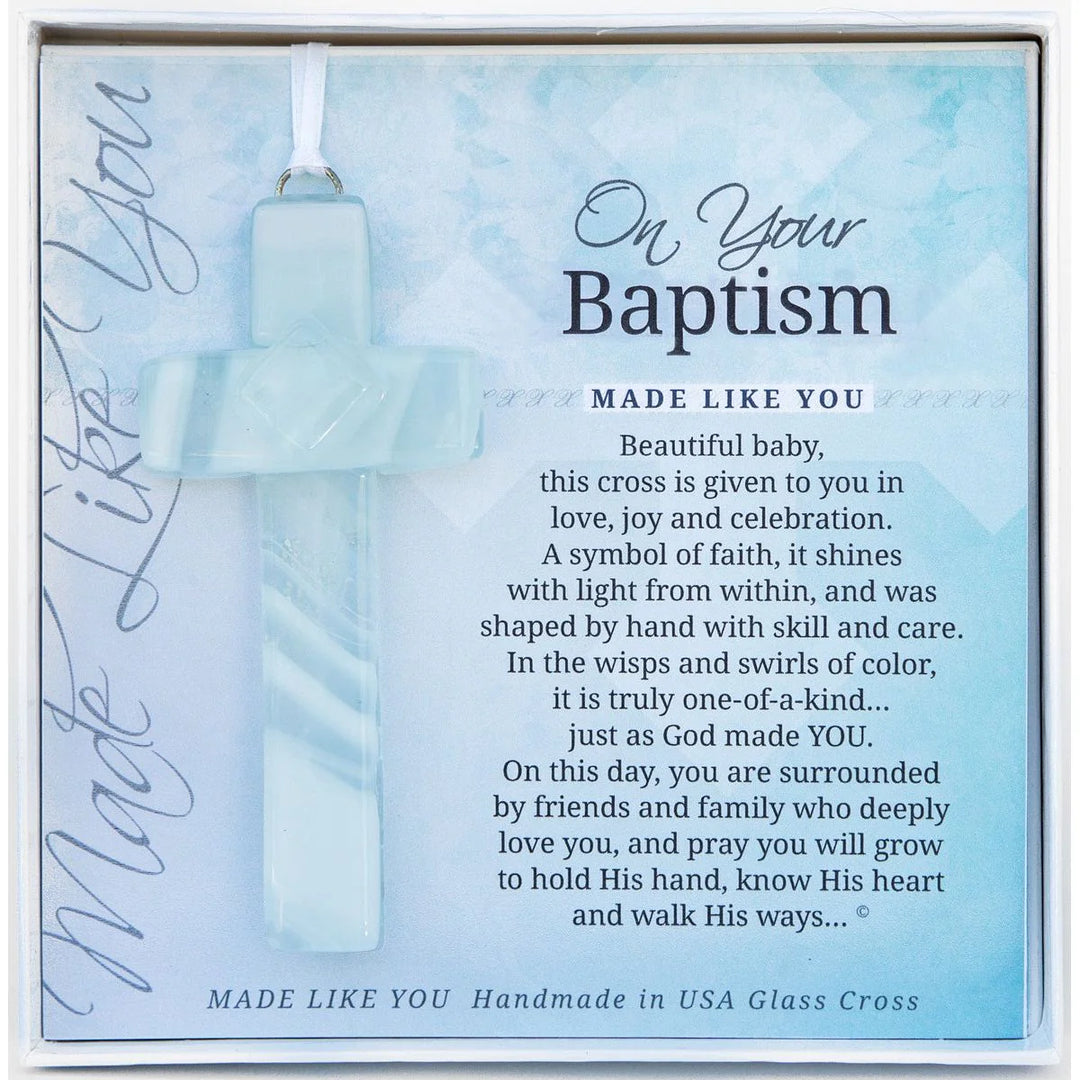 Handmade Glass Cross - Baptism