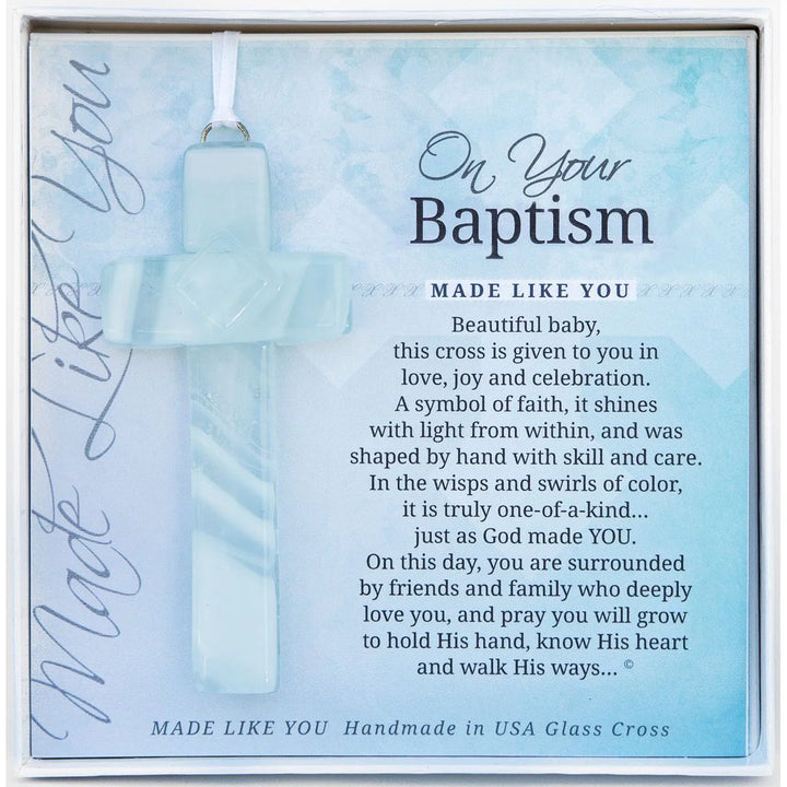 Handmade Glass Cross - Baptism