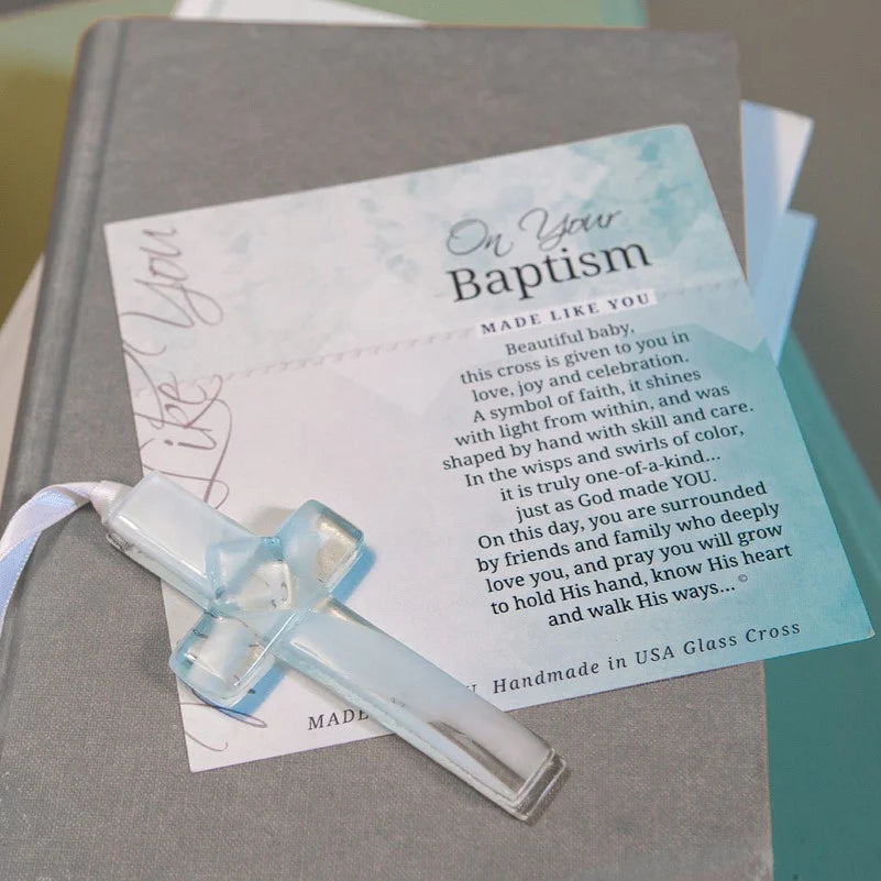 Handmade Glass Cross - Baptism