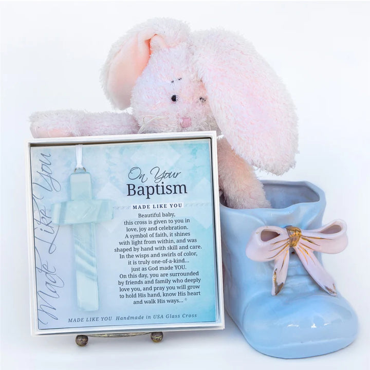Handmade Glass Cross - Baptism