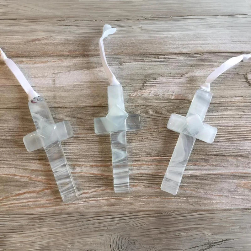 Handmade Glass Cross - Baptism