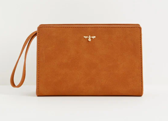 Fable Bonnie Wristlet pouch Tan Vegan Leather