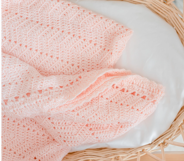 Handmade | Artisan Crocheted | Baby Blanket | Peach