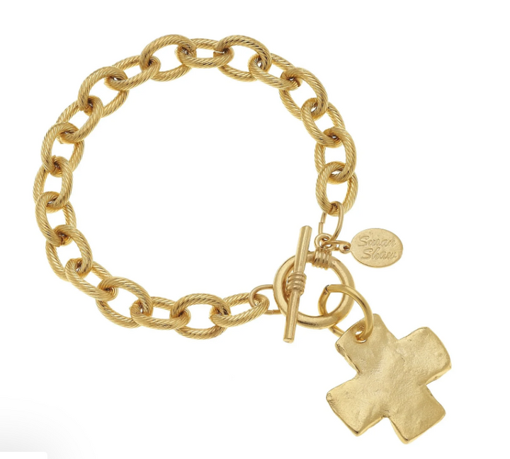 Susan Shaw Gold Cross Toggle Bracelet