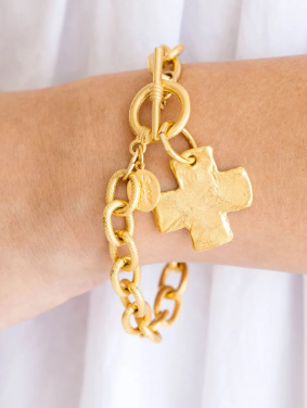 Susan Shaw Gold Cross Toggle Bracelet