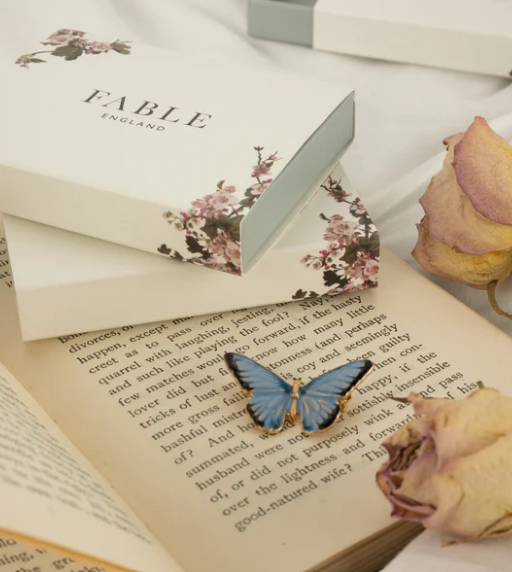 Fable Enamel Blue Butterfly Brooch