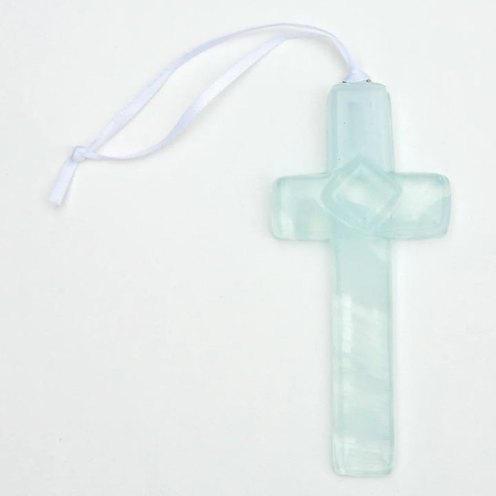 First Holy Communion Cross: Handmade Glass - Clear
