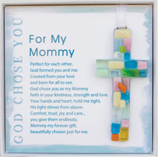 Handmade Mosaic Glass Cross - Mommy