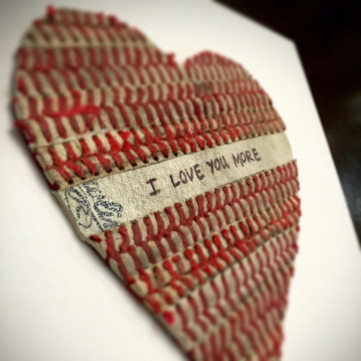 Framed Baseball Heart "I LOVE YOU MORE” Artwork | Handmade Mothers Day Gift Idea