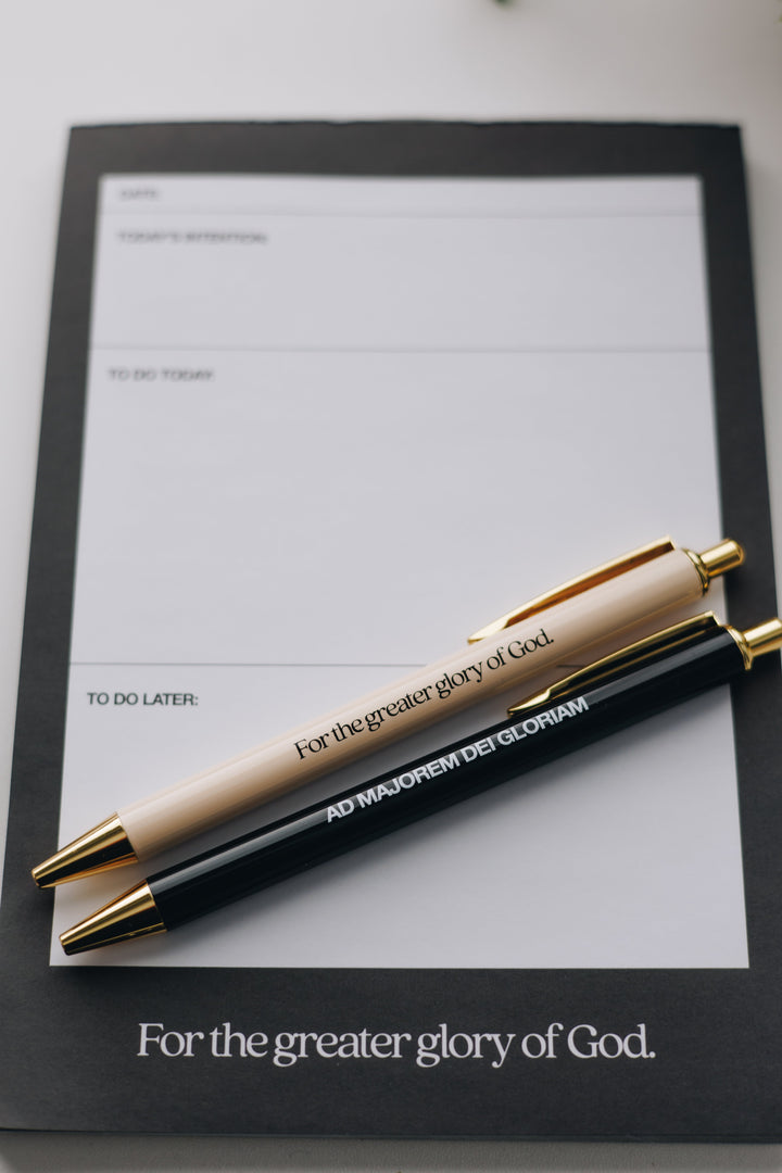 AMDG Catholic Pen Set | Black Ink Pens for Bible Study & Journaling