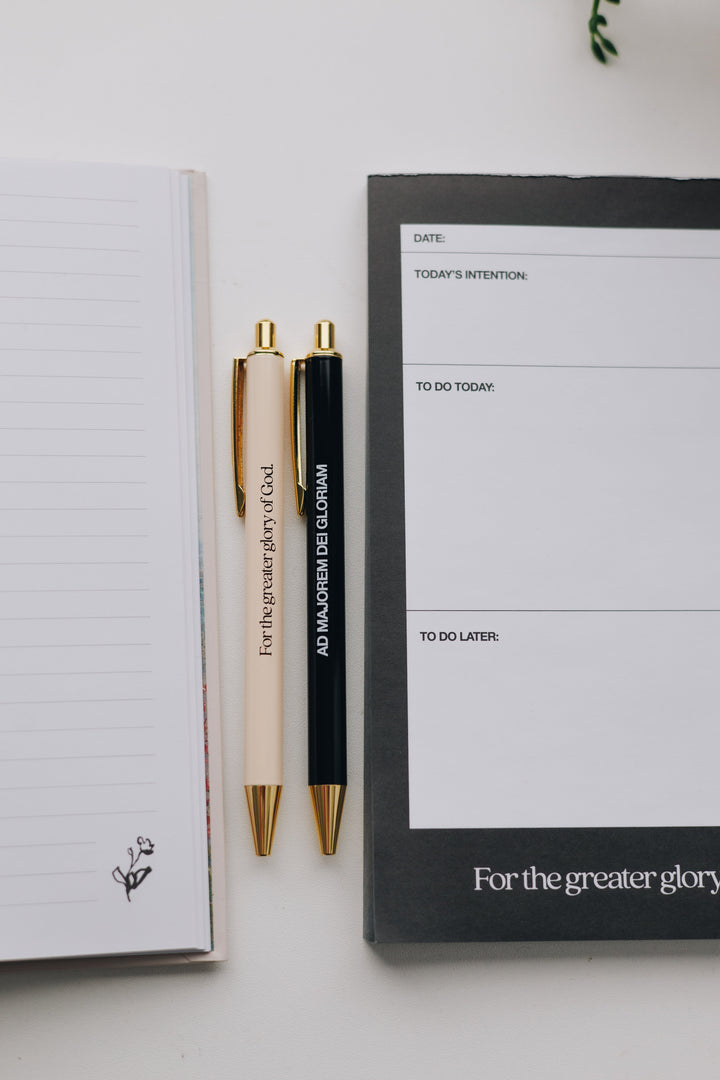 AMDG Catholic Pen Set | Black Ink Pens for Bible Study & Journaling