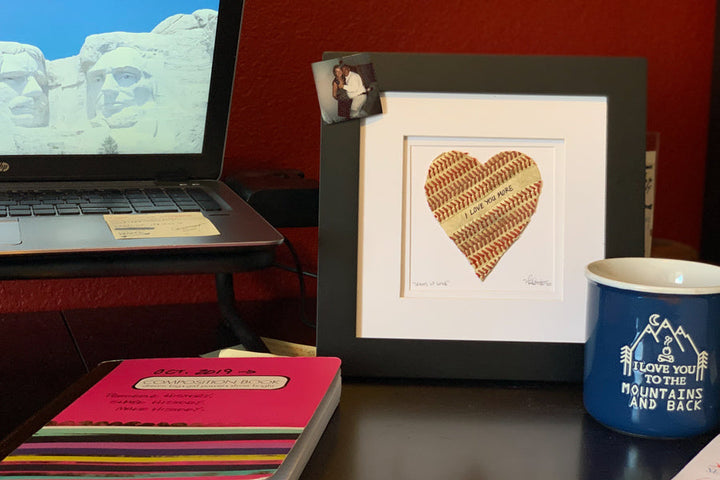 Framed Baseball Heart "I LOVE YOU MORE” Artwork | Handmade Mothers Day Gift Idea