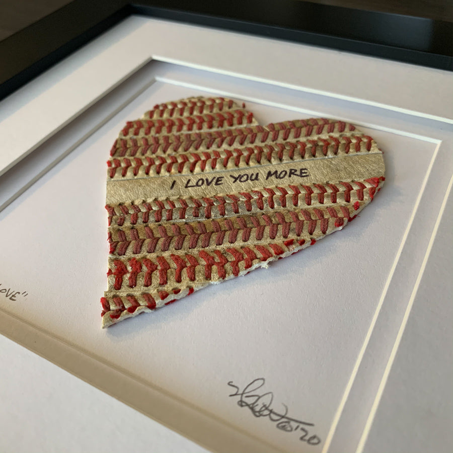 Framed Baseball Heart "I LOVE YOU MORE” Artwork | Handmade Mothers Day Gift Idea
