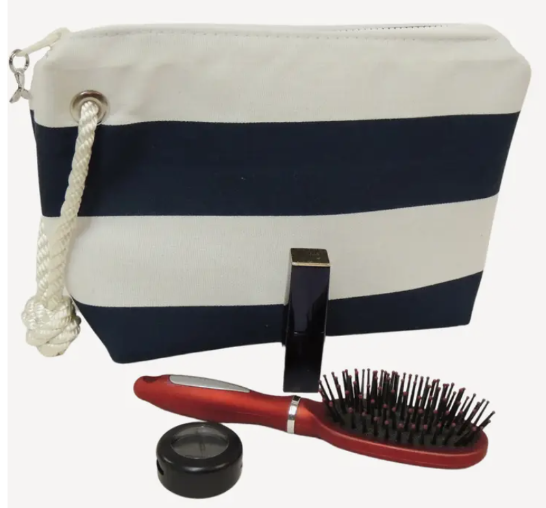 Mainland Canvas Navy Stripe Cosmetic Bag
