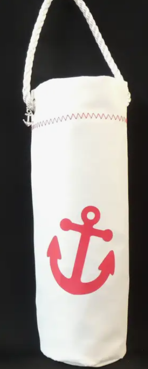 Mainland Canvas Sailcloth Wine Tote - Red Anchor