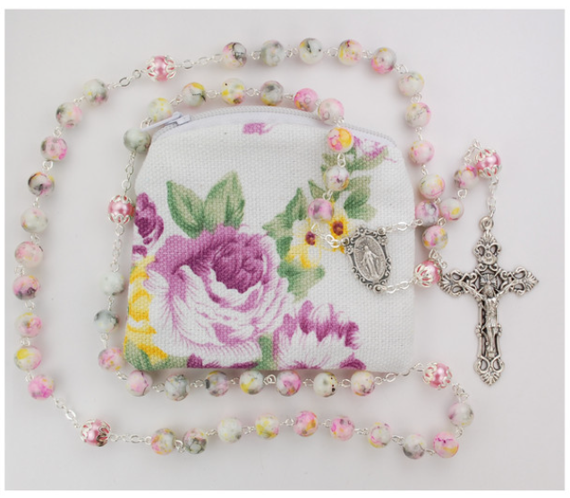 8mm Marbeline Rosary w/pouch