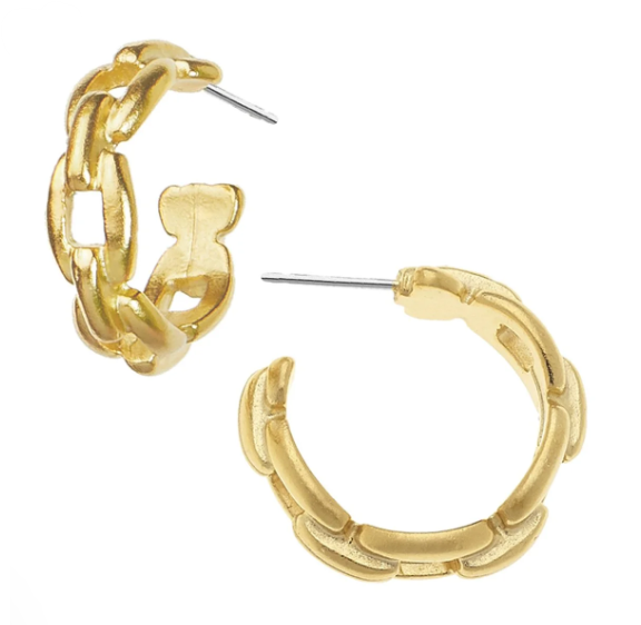 Susan Shaw Small Gold Chain Circle Hoop Earrings