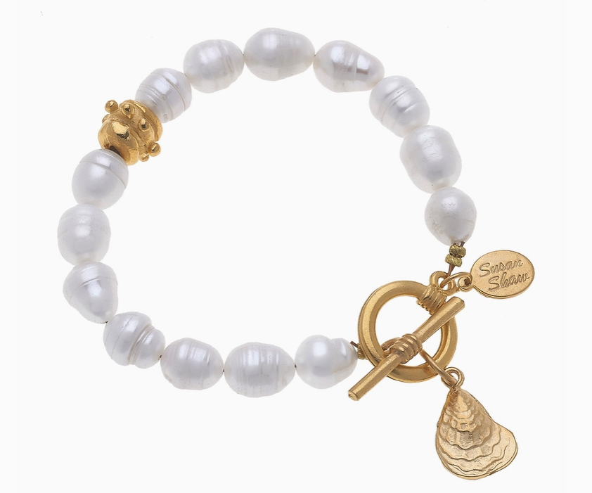 Susan Shaw Gold Pearl Oyster Toggle Bracelet