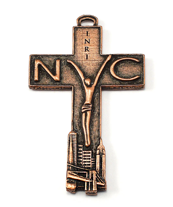 Rosary for New York with multicolor 8mm hematite beads and 8mm agate beads - antique copper finish