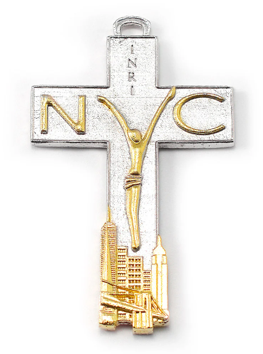 Rosary for New York with 8mm multicolor glass beads and 10mm genuine Murano beads - polished silver and polished gold finish 
