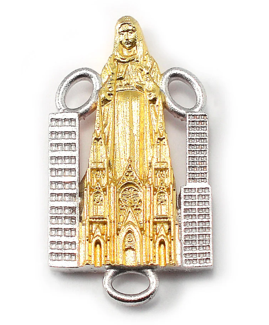 Rosary for New York with 8mm multicolor glass beads and 10mm genuine Murano beads - polished silver and polished gold finish 
