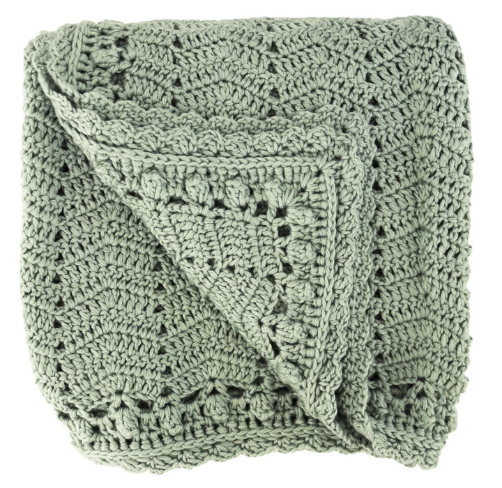 Handmade | Artisan Crocheted | Baby Blanket | Sage