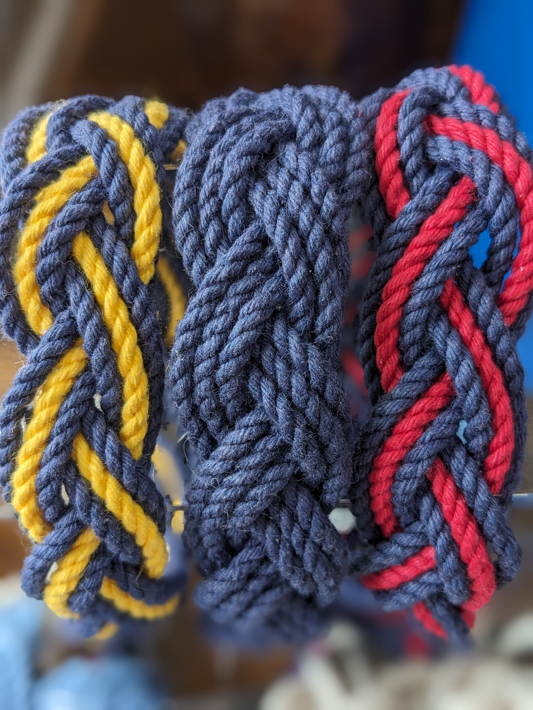 Striped Sailor Bracelet - Navy/Yellow Large