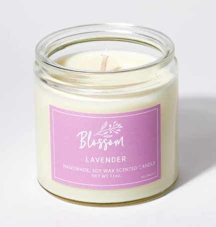 Blossom Scented Glass Candle - Lavender