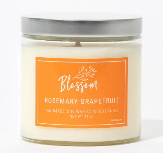 Blossom Scented Glass Candle - Rosemary Grapefruit