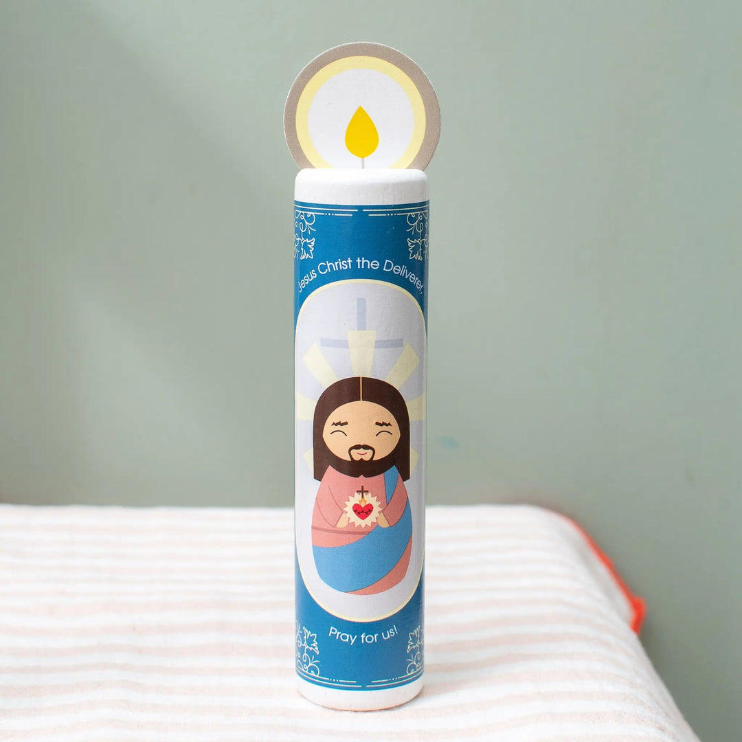 Jesus Christ, the Deliverer (Act of Contrition) Wooden Prayer Candle