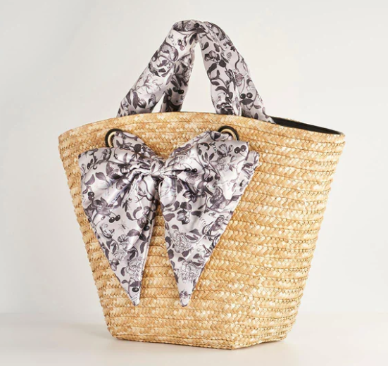 Fable Tree of Life Monochrome Raffia Basket Bag