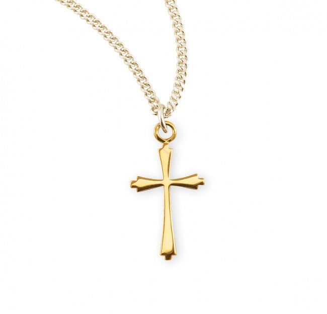 Tapered End Gold Over Sterling Silver Cross